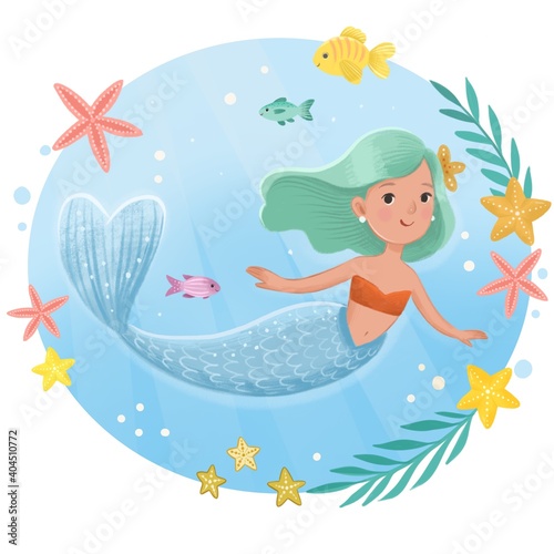 Little mermaid with a magic wand