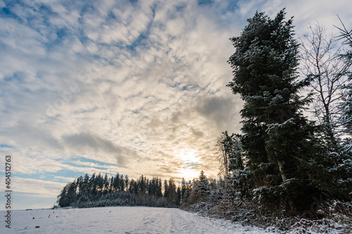 Hike through the snowy ravine near Schmalegg photo