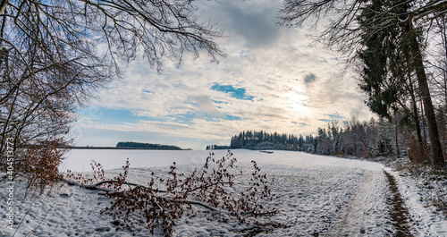 Hike through the snowy ravine near Schmalegg photo