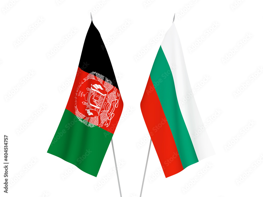 Bulgaria and Islamic Republic of Afghanistan flags Bulgaria and Islamic Republic of Afghanistan flags