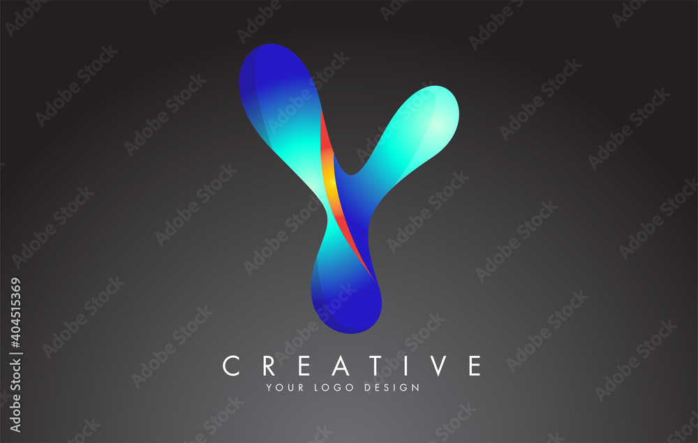 Colorful Y letter logo with twisted lines effect. Rounded font style, vector design template. Colorful Y letter logo with twisted lines effect. Rounded font style, vector design template.