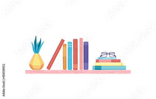 Bookshelves vector wall design for bestsellers in store, classroom, office, library, school, house interior. photo