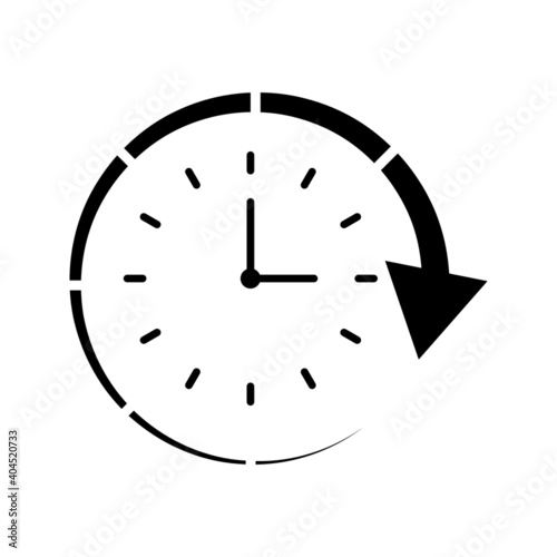 Clock and circular arrow vector icon