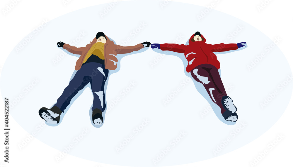 Fotografija [Vector] a couple lying in the snow
