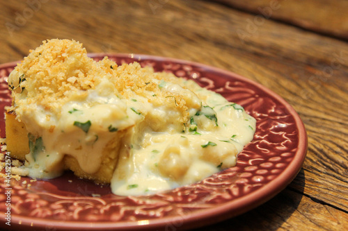 Baccalà Mantecato - Traditional Italian dish of cod with Venetian polenta. photo