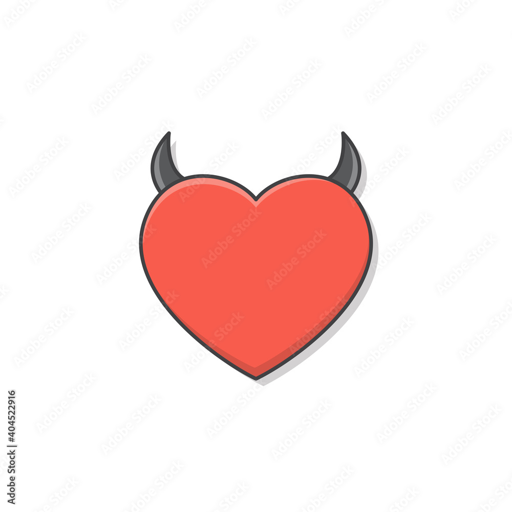 Devil Heart Vector Icon Illustration. Red Heart Flat Icon Devil Heart Vector Icon Illustration. Red Heart Flat Icon