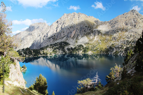 Black lake in Lakes de San Mauricio National Park  Catalonia  Spain