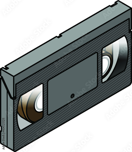 A retro VHS video cassette tape.