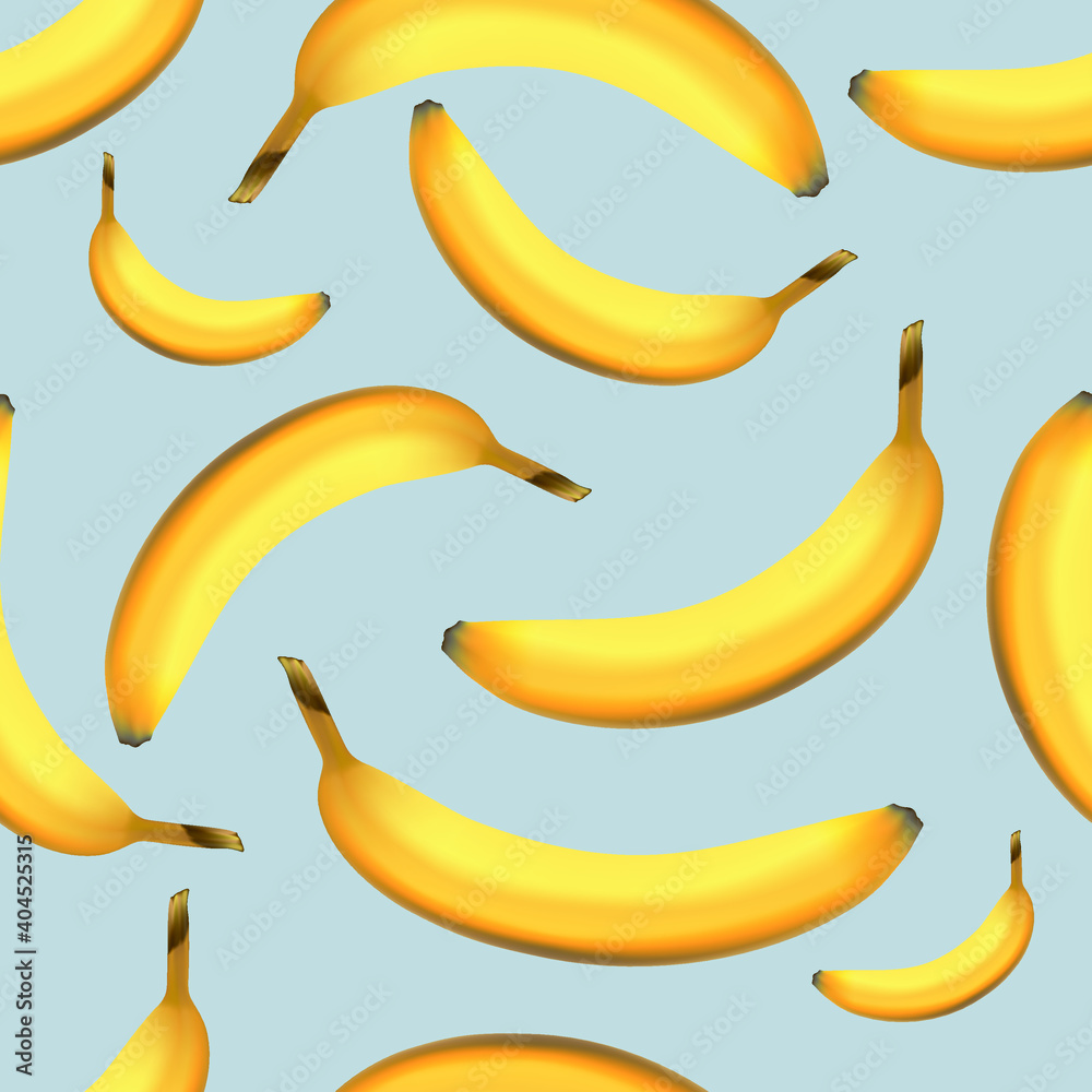 seamless pattern with the image of a yellow banana on a light blue background
