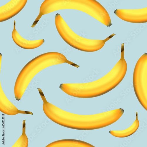 seamless pattern with the image of a yellow banana on a light blue background