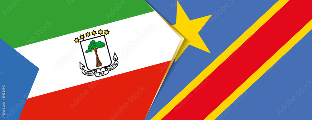 Equatorial Guinea and DR Congo flags, two vector flags. Equatorial Guinea and DR Congo flags, two vector flags.