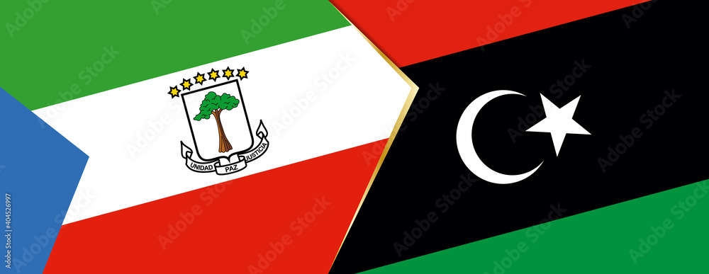 Equatorial Guinea and Libya flags, two vector flags. Equatorial Guinea and Libya flags, two vector flags.