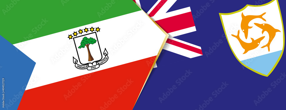 Equatorial Guinea and Anguilla flags, two vector flags. Equatorial Guinea and Anguilla flags, two vector flags.