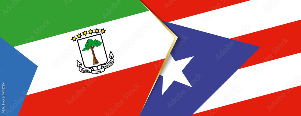 Equatorial Guinea and Puerto Rico flags, two vector flags. Equatorial Guinea and Puerto Rico flags, two vector flags.