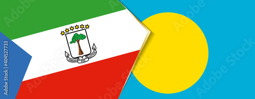 Equatorial Guinea and Palau flags, two vector flags.