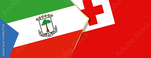 Equatorial Guinea and Tonga flags, two vector flags.