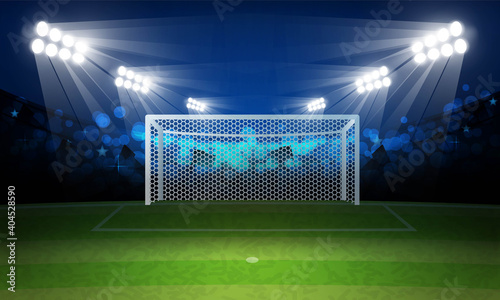Football arena field with bright stadium lights vector design Vector illumination