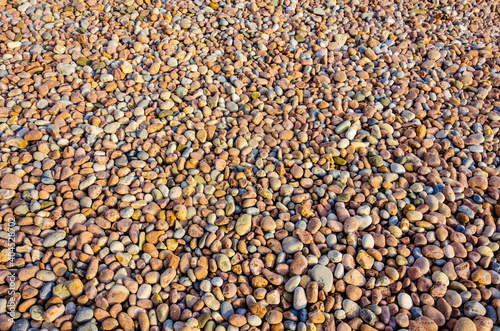 Sea pebbles of different colors.