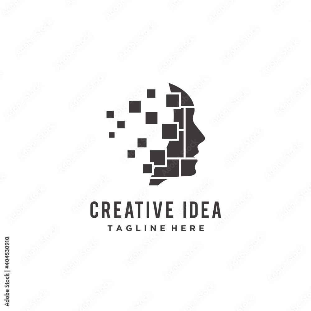 Digital abstract human head pixel logo design inspiration Stock Vector ...
