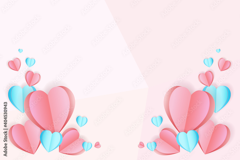 Paper cut pink heart valentine day or mothers day  greeting card.