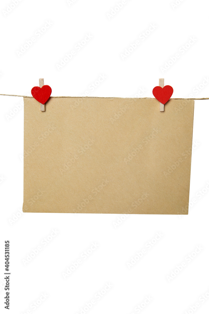 Blank empty envelope, paper sheet or card for invitation and red hearts, Valentines Day or greeting card concept isolated on white background Blank empty envelope, paper sheet or card for invitation and red hearts, Valentines Day or greeting card concept isolated on white background