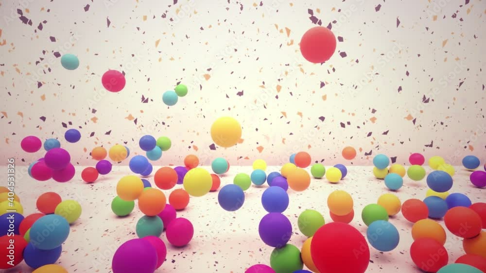 3D Colorful Bouncing Gum Balls Scene Intro Logo Background