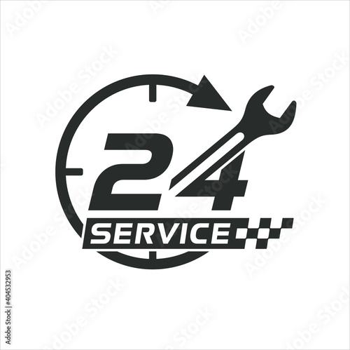 icon for 24 hours auto service, mechanic service, auto service.