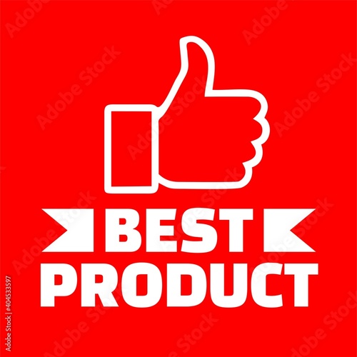 Red best with thumbs up recommended design vector illustration tag