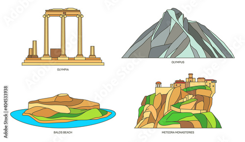 Set of signs for Greece or Greek natural monuments