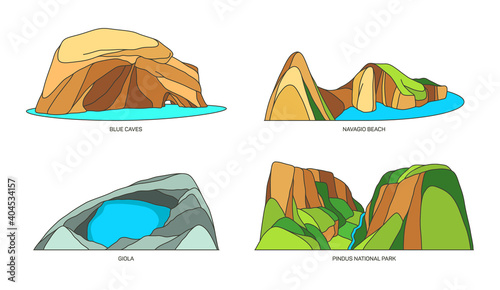 Greek or Greece vector national nature monuments