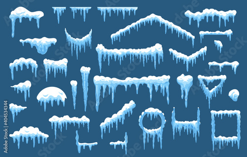 Set of vector winter ice and holiday snow shapes