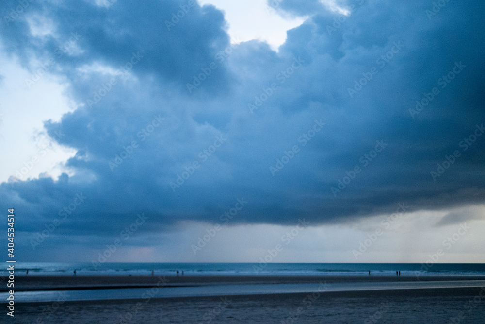 scenery landscape of storm dark cloudy sky seascape at the ocean sea beach and big waves