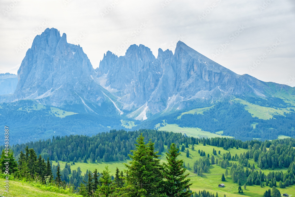 Fototapeta premium Mountain peaks in a beautiful Alpine landscape in the Dolomites