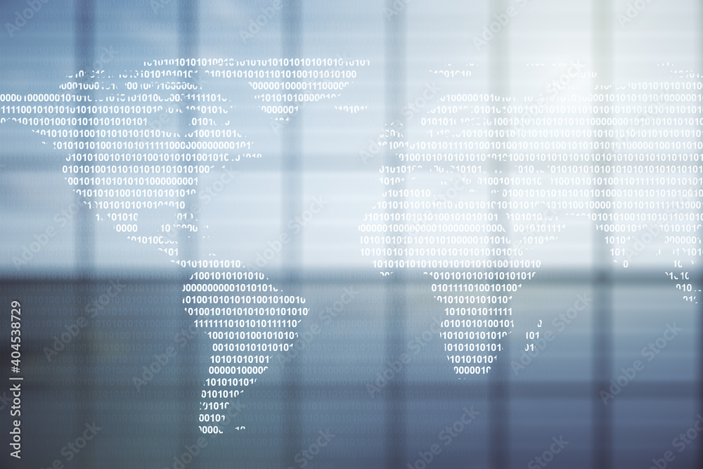 Multi exposure of abstract creative digital world map hologram on empty corporate office background, tourism and traveling concept Multi exposure of abstract creative digital world map hologram on empty corporate office background, tourism and traveling concept