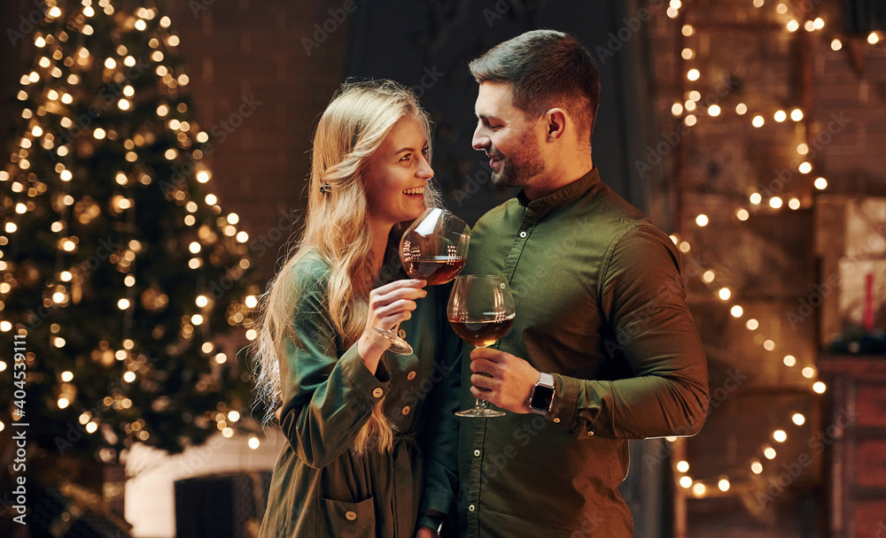 Sincere emotions and feelings. Young lovely couple have romantic dinner indoors together Sincere emotions and feelings. Young lovely couple have romantic dinner indoors together