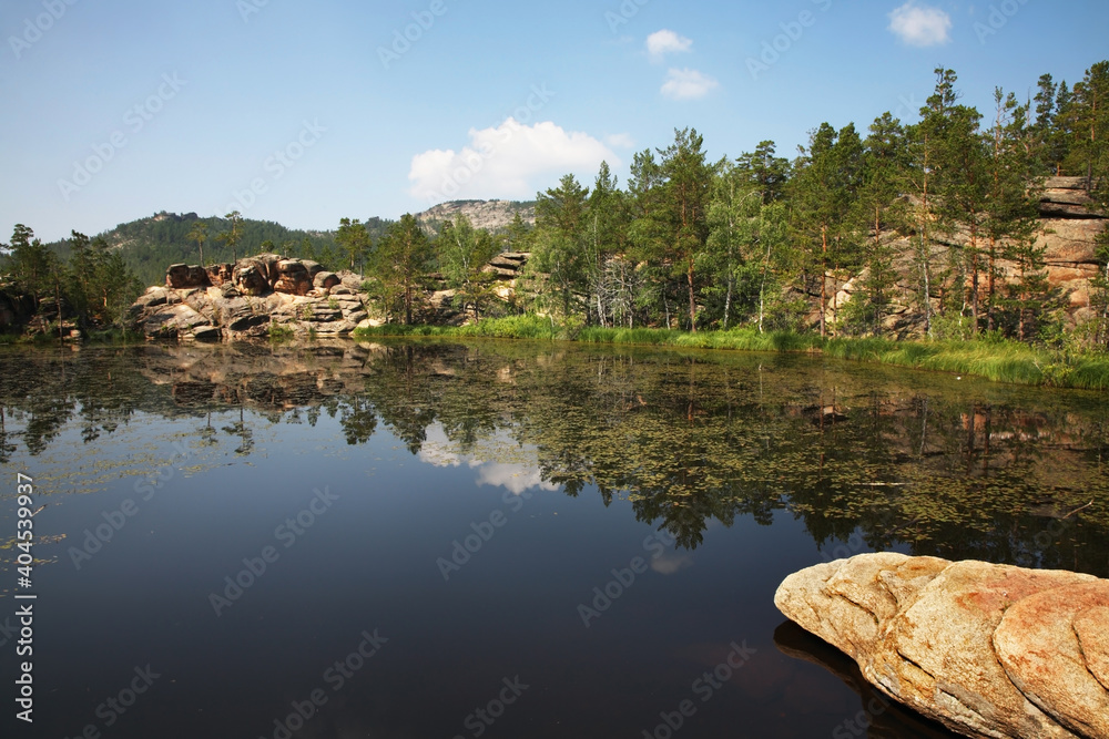 Obraz premium Shaitanankol – Lake of Devil at National Park Karkaraly near Karkaralinsk. Karaganda Oblast. Kazakhstan