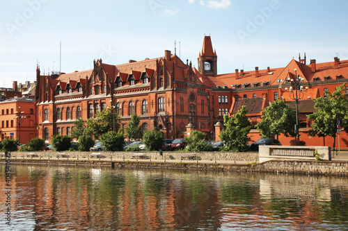  Stary port embankment of Brda river. Bydgoszcz. Poland