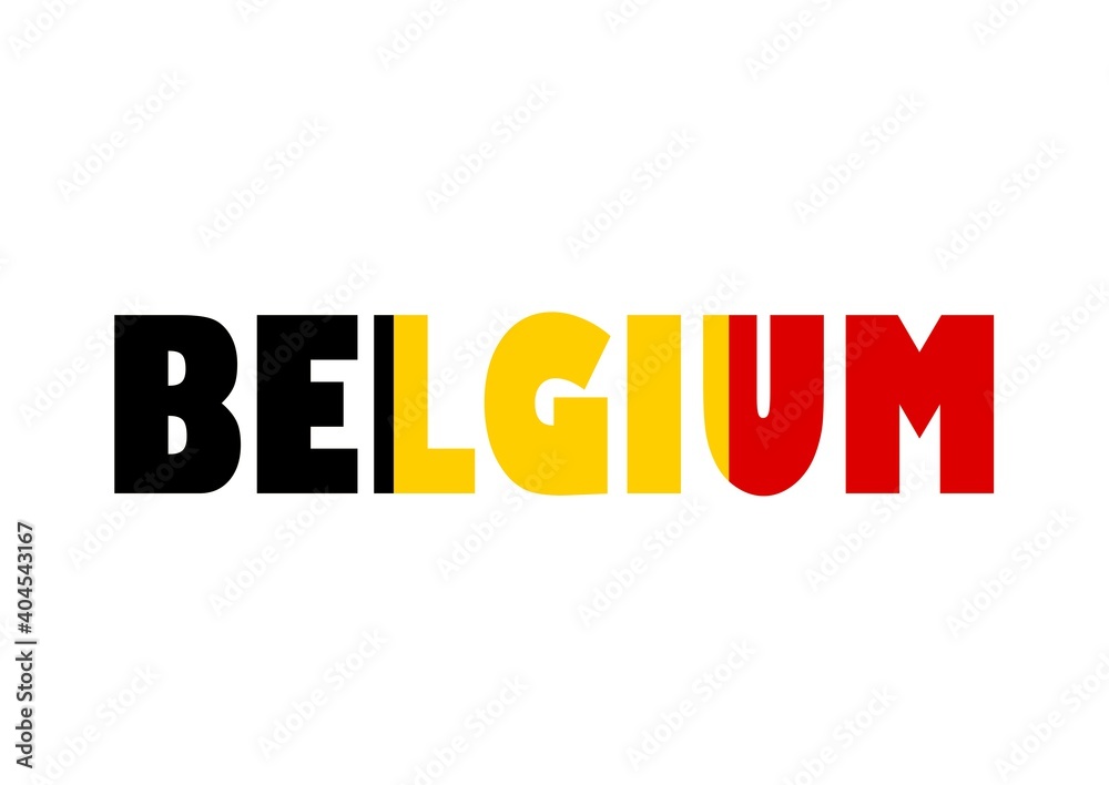 Fototapeta premium World Flag on letter Belgium flat design style vector illustration