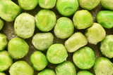 Ripe frozen green peas, close-up.