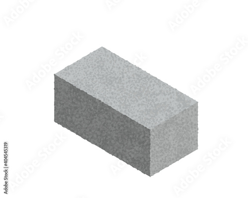 Isometric cinder block isolated on white background. Gray brick. Concrete building block icon. Construction. Flat 3d isometric vector cement block icon illustration.