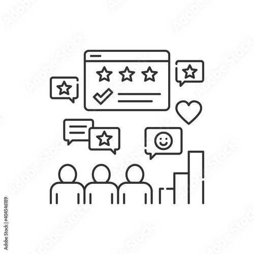 Feedback black line icon. Crowdfunding. Pictogram for web page, mobile app, promo. UI UX GUI design element. Editable stroke.