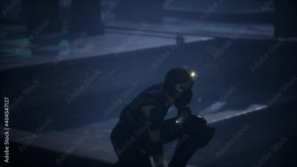 woman in the style of cyberpunk on the roof woman in the style of cyberpunk on the roof