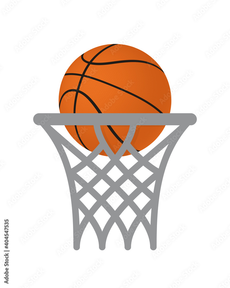 Basketball Basket and Ball Vector Icon. Isolated