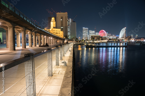 cityscape view of Yokohama at night time