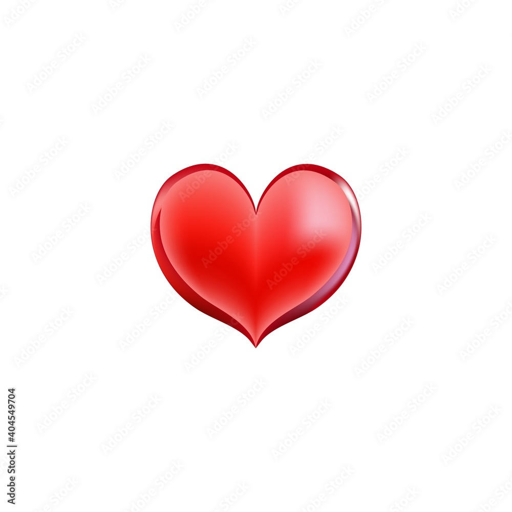 Heart red 3D sign on white background