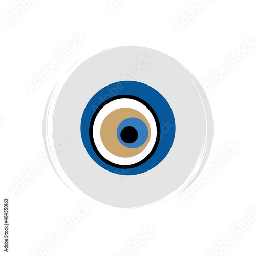 Cute esoteric magic greek evil eye icon vector, illustration on circle with brush texture, for social media story and highlights