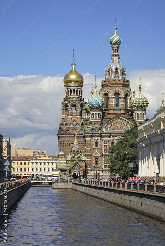 Cathedral of Resurrection of Christ - temple of Savior on Blood at Griboedov canal in Saint Petersburg. Russia