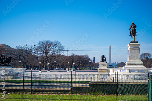 Fenced War memorial of Ulysses S. Grant Memorial, Washington, DC, USA. photo