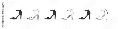 Shoes icons. Silhouette of ankle strap shoes. Shoes icons isolated on white background. Vector illustration