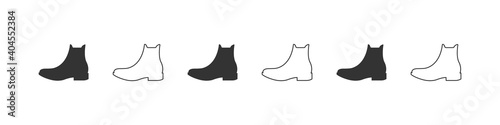 Shoes icons. Silhouette of Men's boots. Shoes icons isolated on white background. Vector illustration
